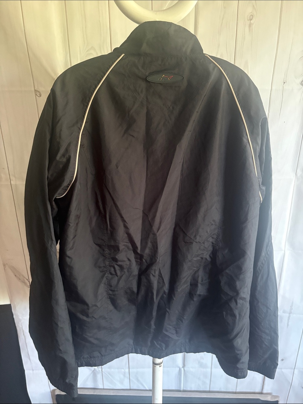 Greg Norman Collection Black Windbreaker with White Piping - Picture 2 of 4